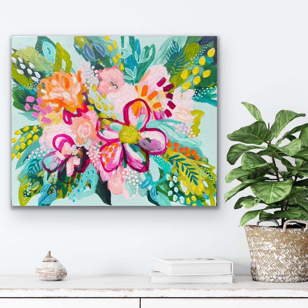 Joyful Bloom Collection - Abstract Florals On Canvas