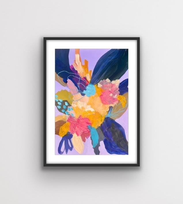 Abstract floral on paper - Unframed called "Whimsy"