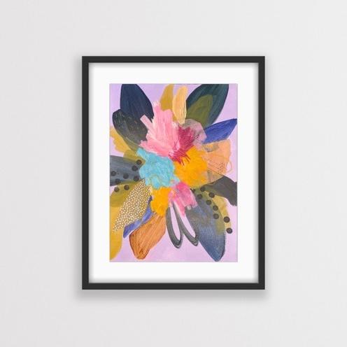 Abstract Floral on paper - Unframed "Winter Burst"