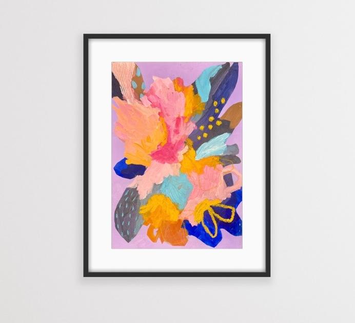 Abstract Floral on paper - Unframed "ColourPop"