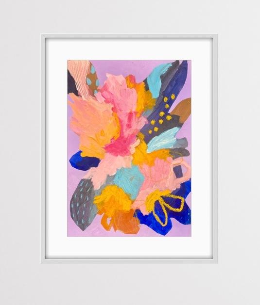 Abstract Floral on paper - Unframed "ColourPop"