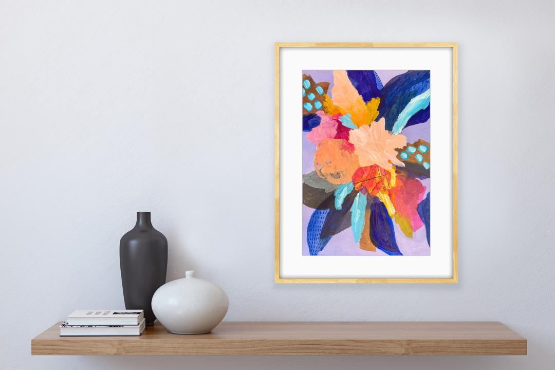 Abstract floral on paper - Unframed "Spring Burst"